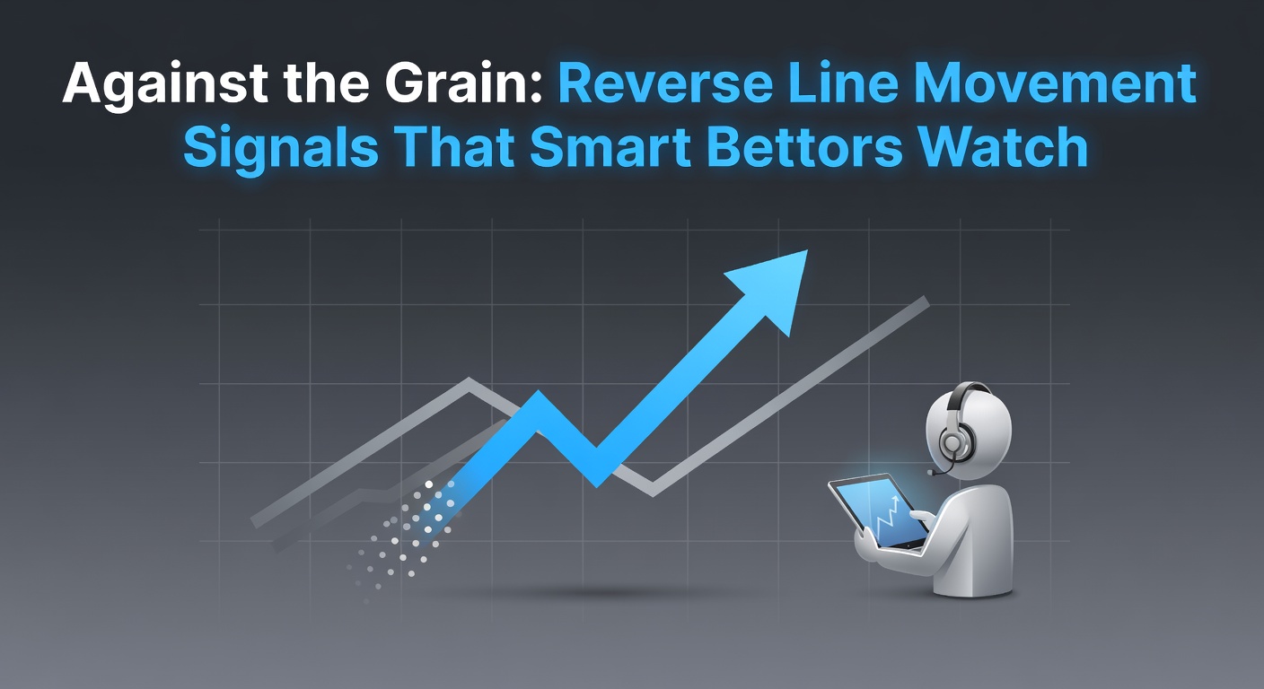 Graph showing reverse line movement with betting percentages and line shifts on a sportsbook odds board