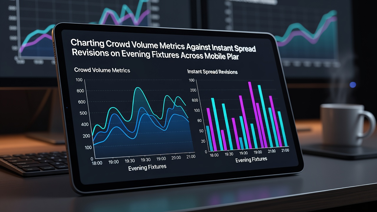 Graph illustrating correlations between betting crowd volumes and spread revisions during evening fixtures across different mobile sportsbook applications