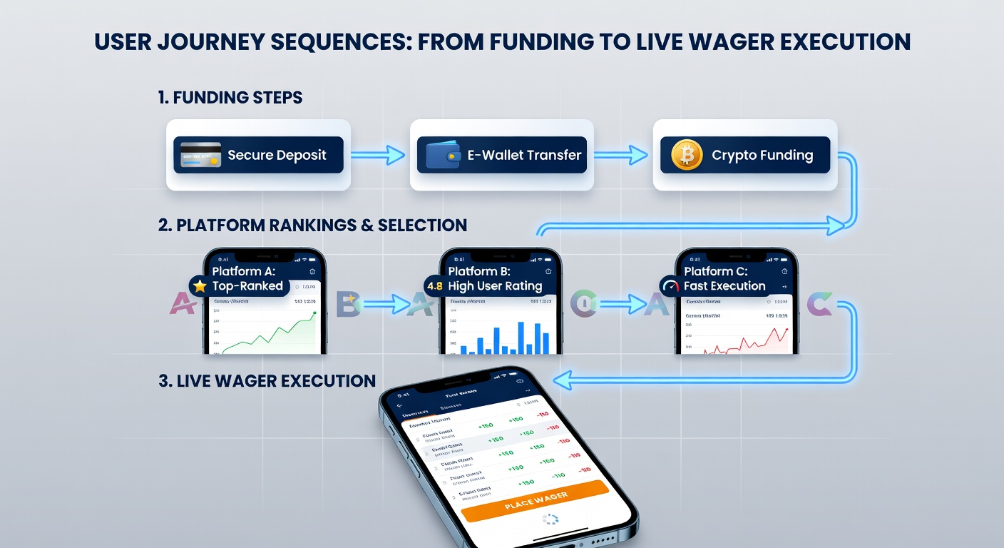 Mobile app interface showing deposit options and live betting markets on a ranked sportsbook platform