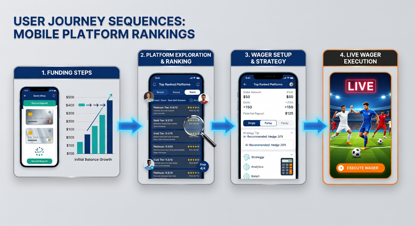Step-by-step flow of live bet placement on a mobile sportsbook app with odds updating in real time