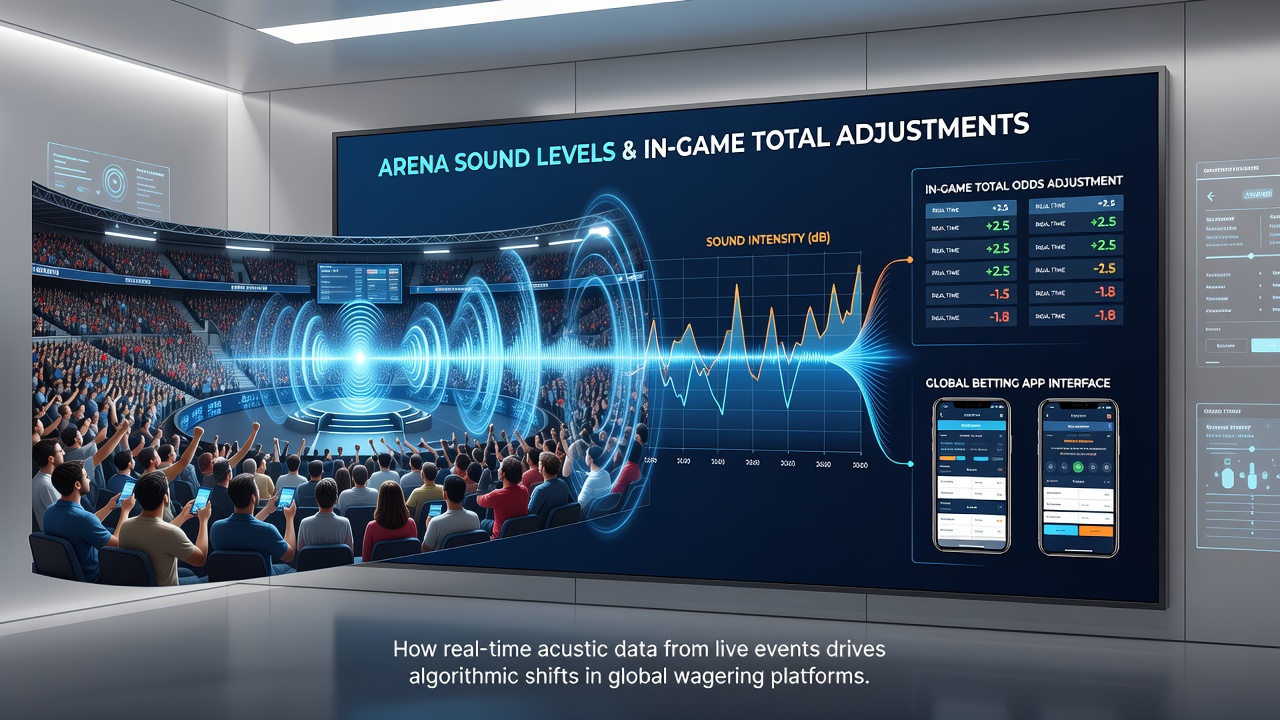 Live betting interface showing total adjustments triggered by arena sound monitoring