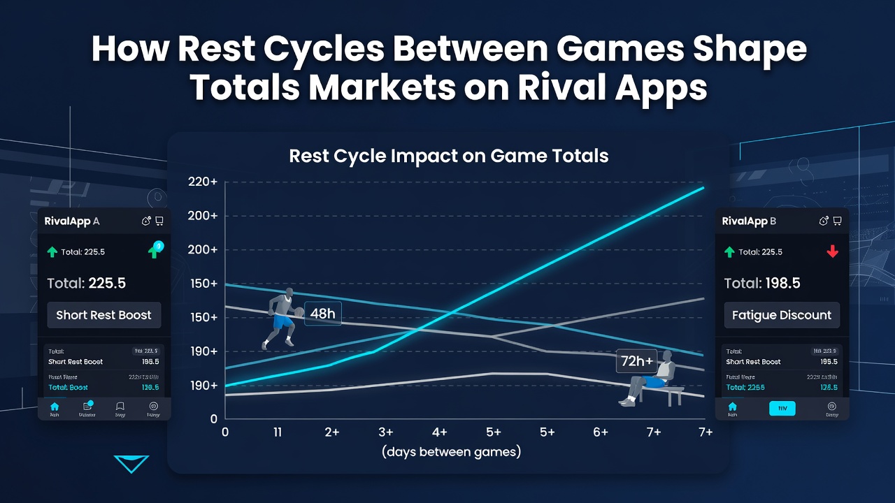 Data visualization comparing rest cycle impacts on over/under lines across multiple sportsbook platforms