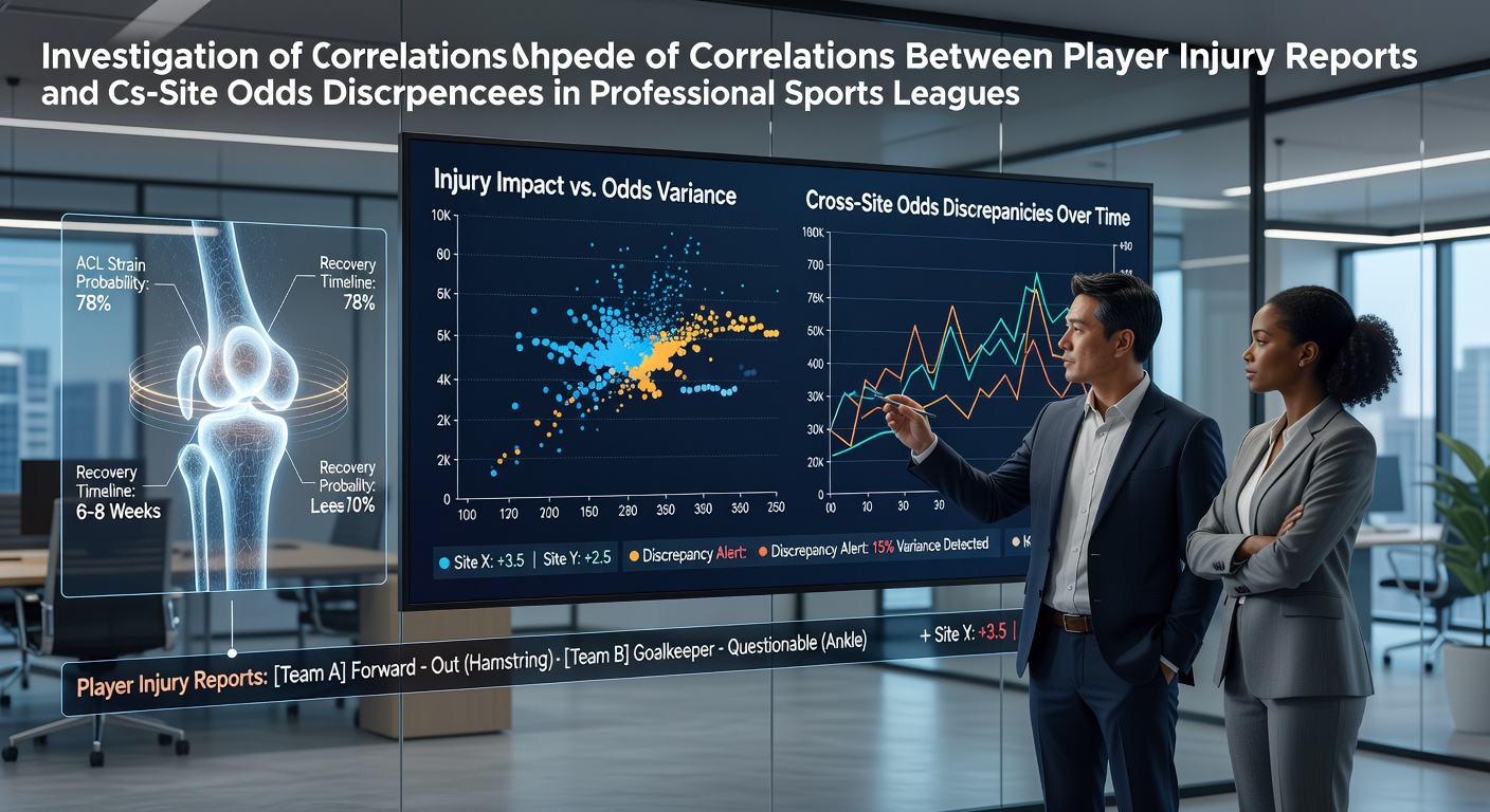 Chart showing player injury timelines alongside odds movements across multiple betting platforms in professional sports leagues