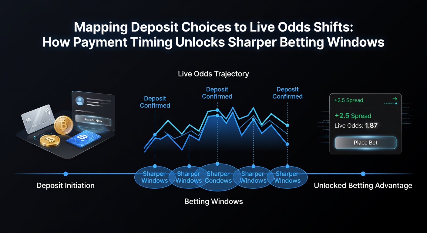 Timeline graphic showing deposit confirmation points aligned with live odds fluctuations during a sports event