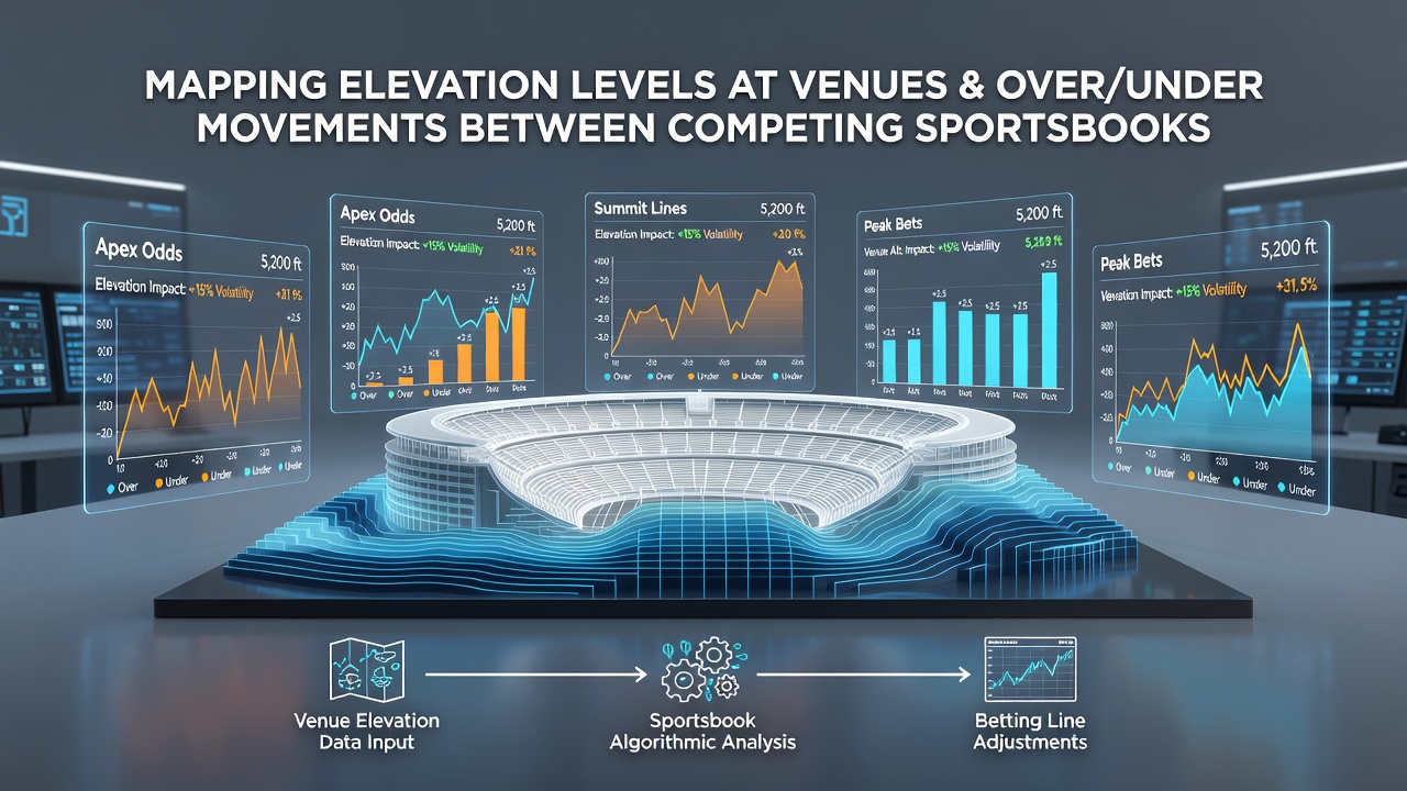 Sportsbook interface displaying live over/under adjustments for elevated venues