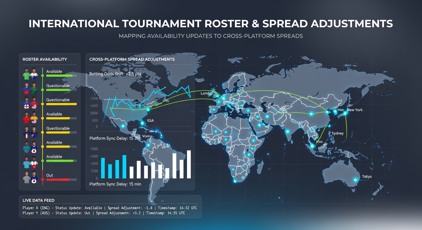 Cross-platform spread movement following roster confirmations in tournament play