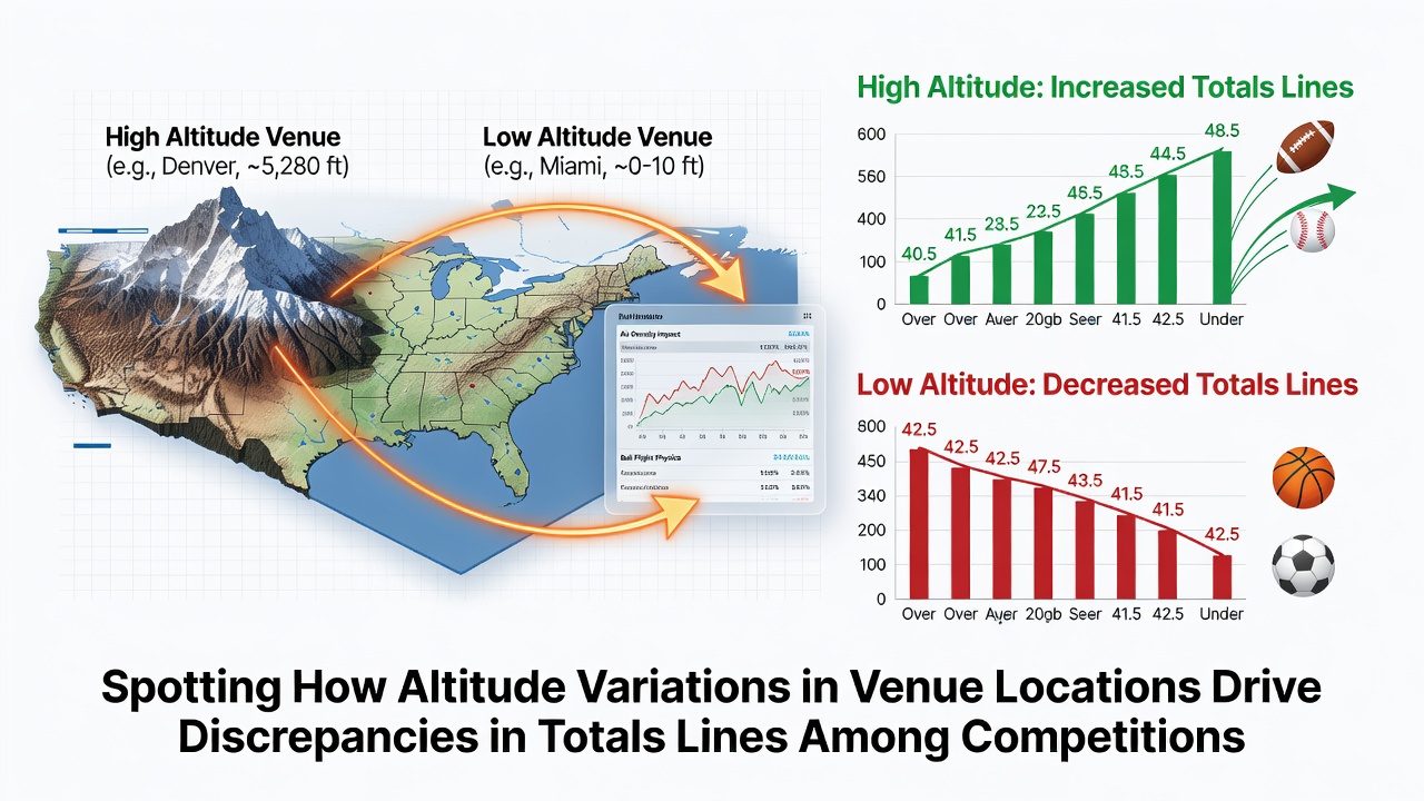 Comparison chart showing totals line variations across sportsbooks for high altitude venues