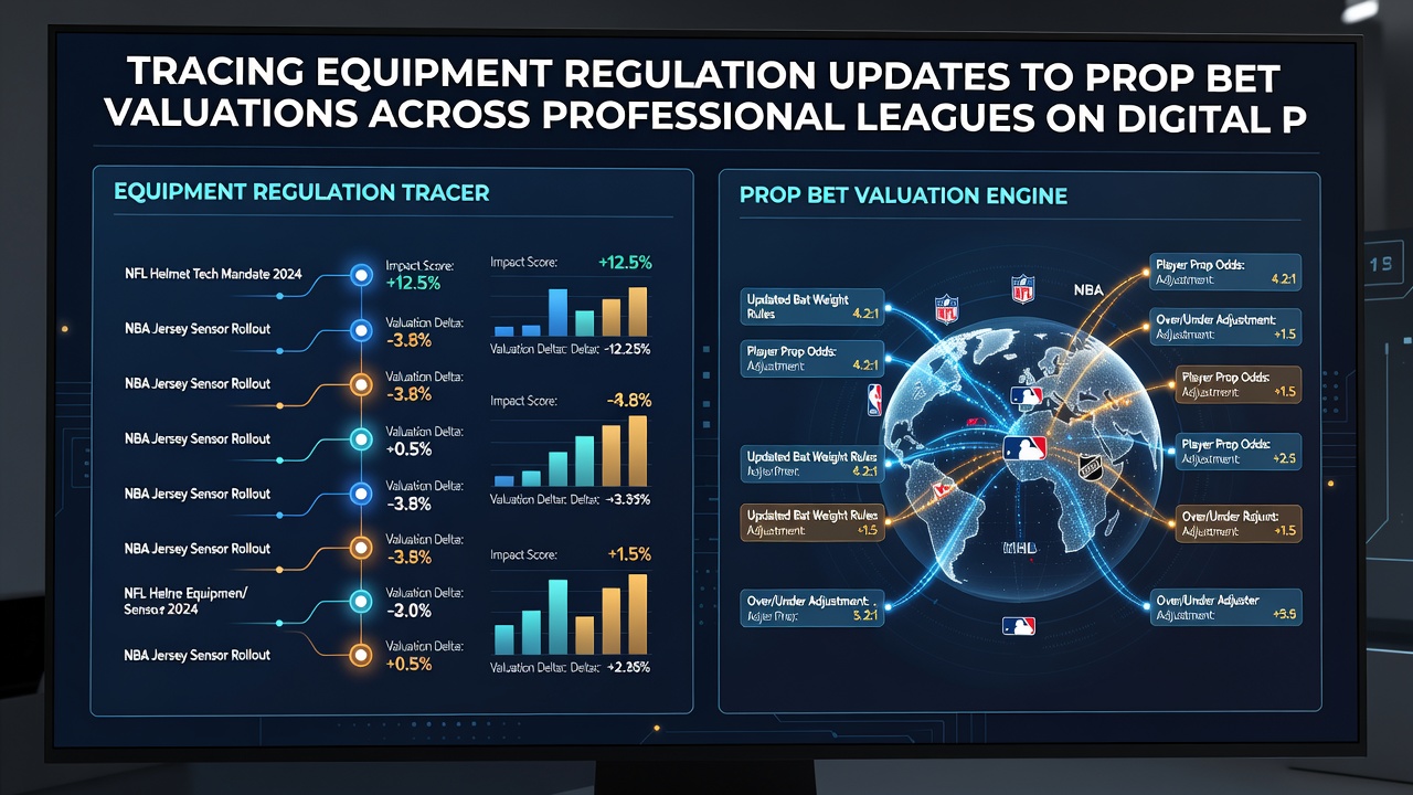 Sportsbook dashboard showing real-time prop bet adjustments linked to league equipment regulation announcements