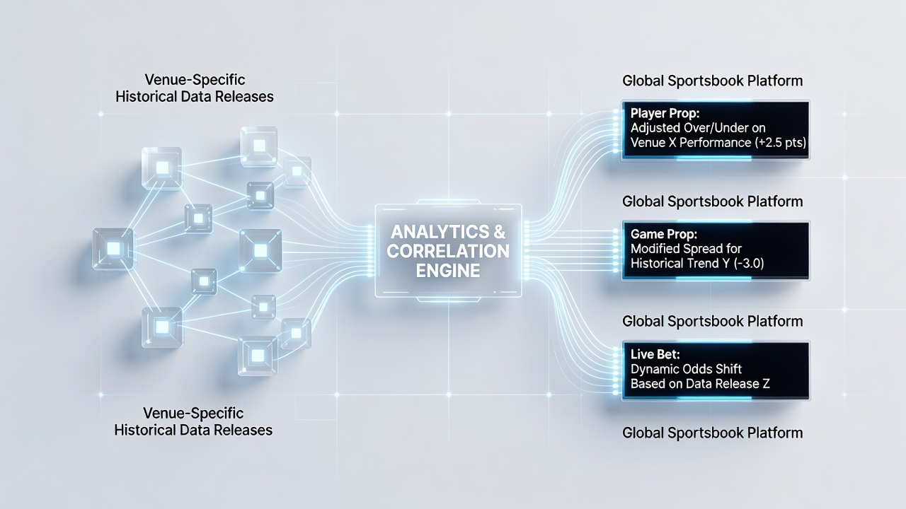 Venue data dashboards displaying historical performance metrics feeding into sportsbook prop bet adjustments